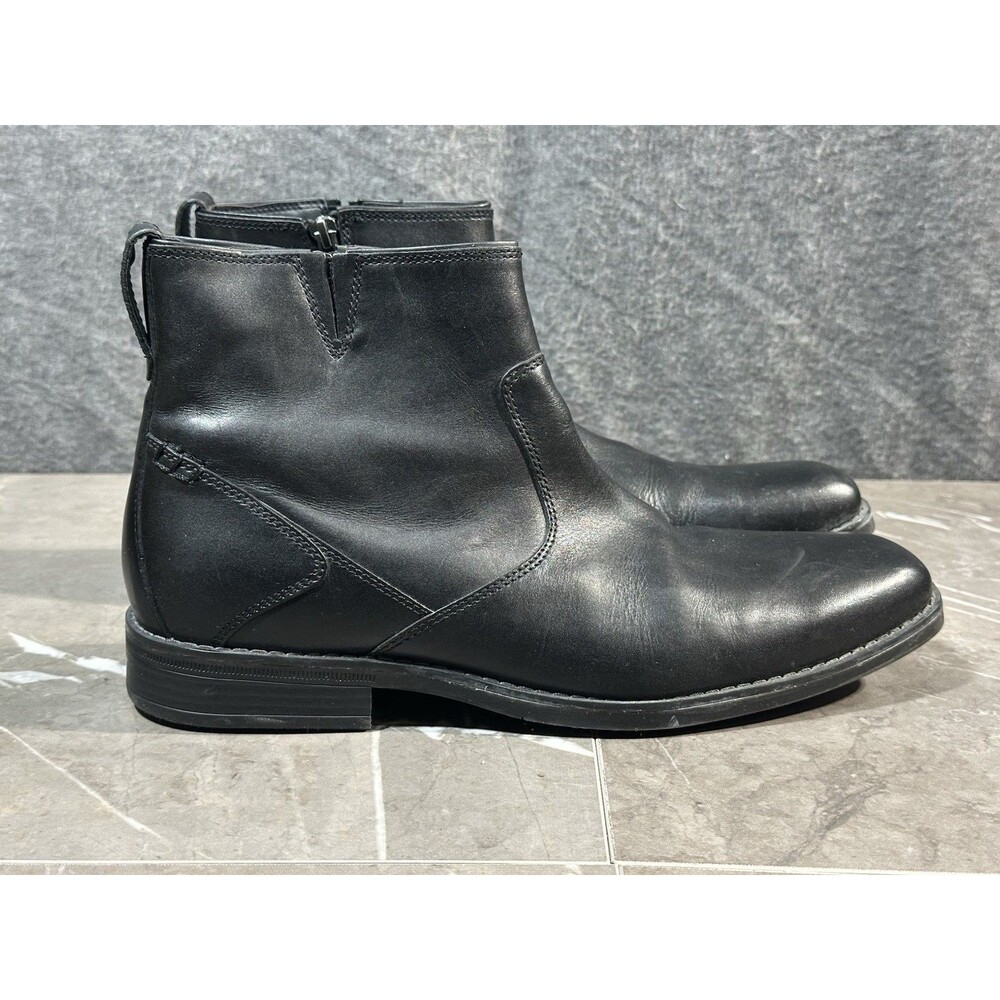 Rockport Black Smooth Leather Traviss Zip Ankle Boots Men’s Size 11